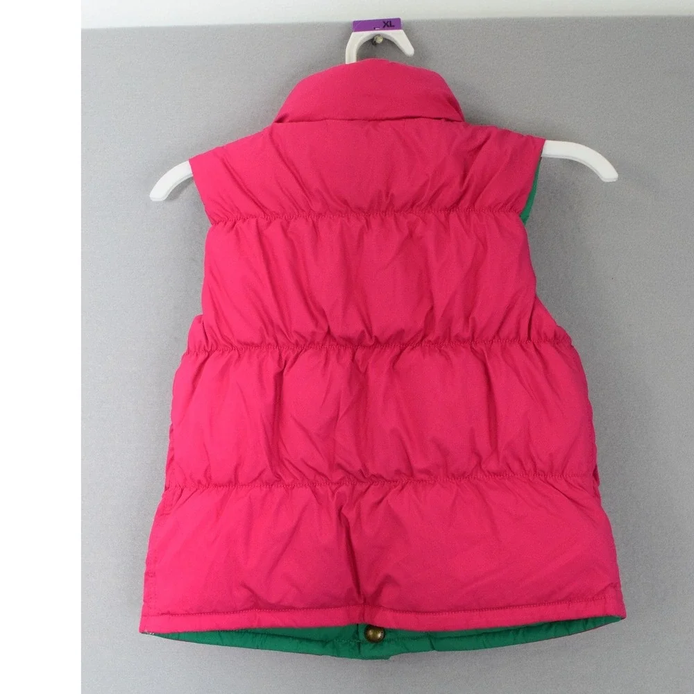 Ralph Lauren Reversible Puffer Vest Size S 7 Pink Green Down Crest Girls Kids